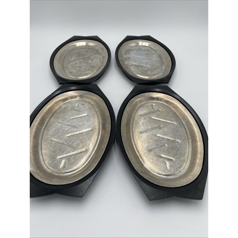 Vintage Nordic Ware Sizzler Platter Holder Steak Fajita Plate Set of 4 Trays